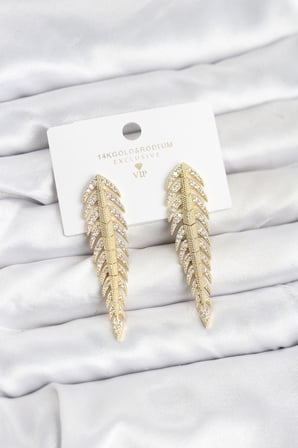 Pirinç Gold Renk Balık Sırtı Model Zirkon Taşlı Kadın Küpe 5886