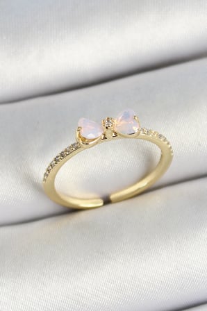 Pirinç Fiyonk Figürlü Zirkon Taşlı Gold Renk Ayarlanabilir Kadın Yüzük 5886