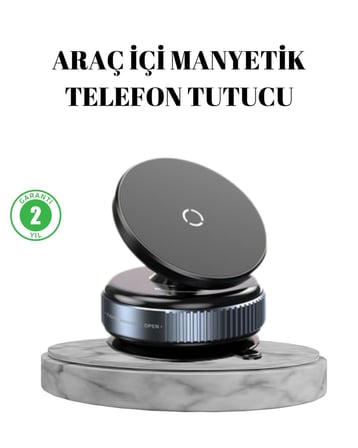 Vakumlu Vantuzlu Mıknatıslı Telefon Tutucu 360 Derece Döner