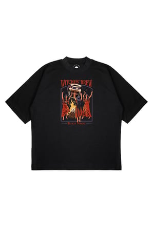 Unisex Oversize WITCH BREW Baskılı Boxy Fit Kalın Kumaşlı (240gsm) T-shirt