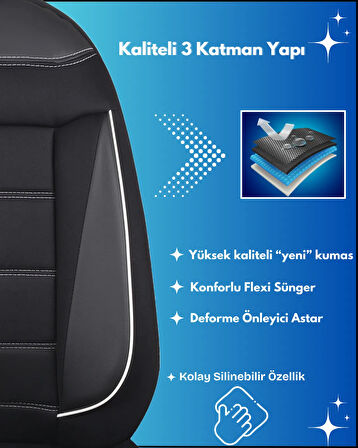 Peugeot 307 Araçlara Uyumlu Tam Takım Flex B Model Oto Koltuk Kılıfı Seti