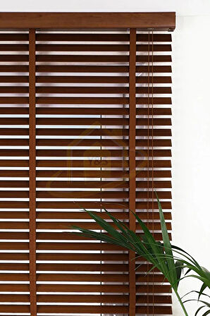 Dia Wooden Blinds %100 Doğal Ahşap Jaluzi Perde 50mm, Alüminyum Kasalı Yüksek Kaliteli - Ceviz 