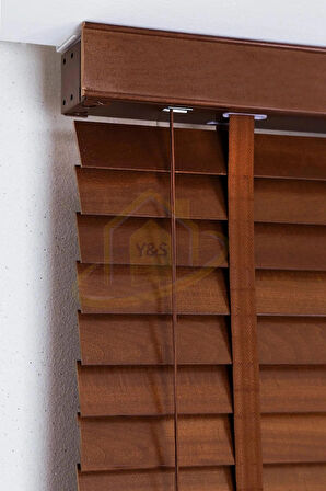 Dia Wooden Blinds %100 Doğal Ahşap Jaluzi Perde 50mm, Alüminyum Kasalı Yüksek Kaliteli - Ceviz 