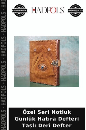 Özel Seri Notluk Günlük Hatıra Defteri Taşlı Deri Defter