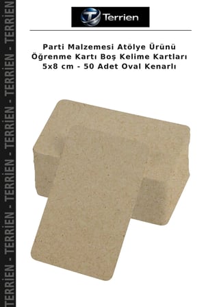 Parti Malzemesi Atölye Ürünü Öğrenme Kartı Boş Kelime Kartları 5x8 cm - 50 Adet Oval Kenarlı