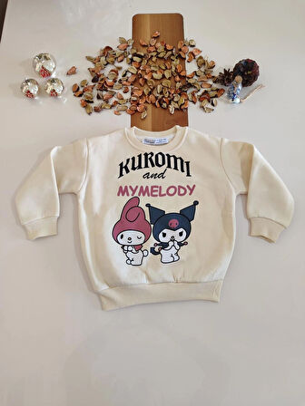 KUROMİ MYMELODY BASKILI 3İPLİK ŞARDONLU ALT ÜST KIZ ÇOCUK TAKIMI