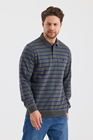 ALEXANDERGARDI POLO YAKA ÇİZGİLİ REGULAR FİT SWEATSHIRT (WK25386)