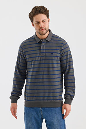 ALEXANDERGARDI POLO YAKA ÇİZGİLİ REGULAR FİT SWEATSHIRT (WK25386)