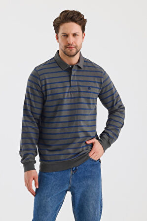 ALEXANDERGARDI POLO YAKA ÇİZGİLİ REGULAR FİT SWEATSHIRT (WK25386)