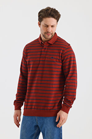 ALEXANDERGARDI POLO YAKA ÇİZGİLİ REGULAR FİT SWEATSHIRT (WK25386)