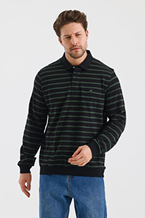 ALEXANDERGARDI POLO YAKA ÇİZGİLİ REGULAR FİT SWEATSHIRT (WK25386)