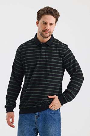 ALEXANDERGARDI POLO YAKA ÇİZGİLİ REGULAR FİT SWEATSHIRT (WK25386)