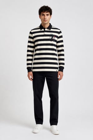 Çizgili Polo Yaka Sweatshirt