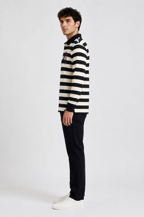 Çizgili Polo Yaka Sweatshirt