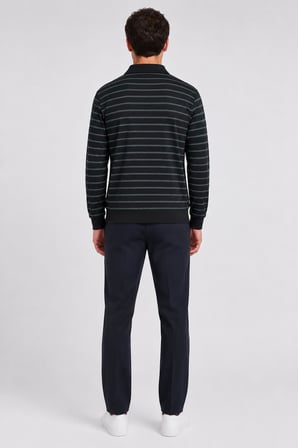 Çizgili Polo Yaka Sweatshirt