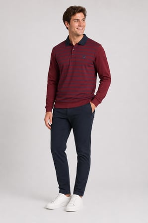 Çizgili Polo Yaka Sweatshirt