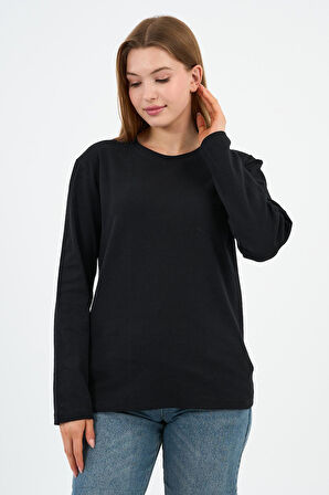 BİSİKLET YAKA BASİC LİKRALI SWEATSHIRT (WK25512-WN)