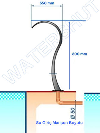 Watershut 300-800mm Havuz Tipi Su Perdesi Kuğu - Paslanmaz Çelik (ET KALINLIĞI 1,5MM)