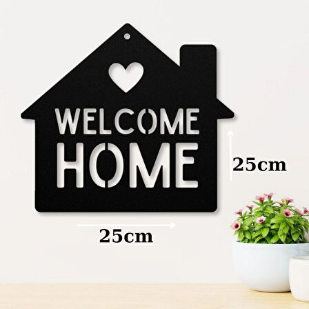 Welcome Yazılı Ev Figürlü Lazer Kesim Ahşap Duvar Tablosu