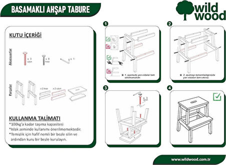 Basamaklı Ahşap Tabure
