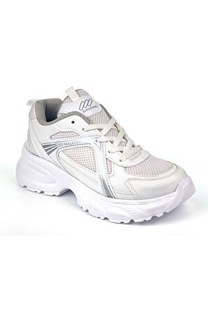 Kadın Beyaz Hafif Fileli Günlük Rahat Sneaker Spor Ayakkabı