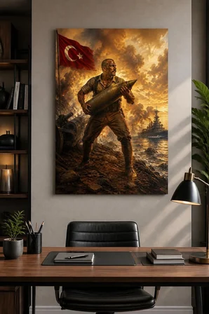 Türk Askeri Temalı Baskılı Cam Tablo – UV Baskı Dekoratif Duvar Tablosu