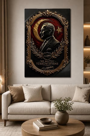 Atatürk Temalı Baskılı Cam Tablo – Premium 3D Efektli Dekoratif Duvar Tablosu