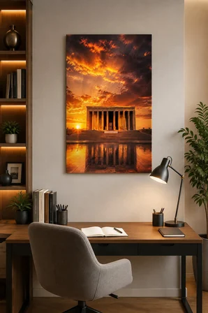 Anıtkabir Gün Batımı Baskılı Cam Tablo – Dekoratif Duvar Tablosu