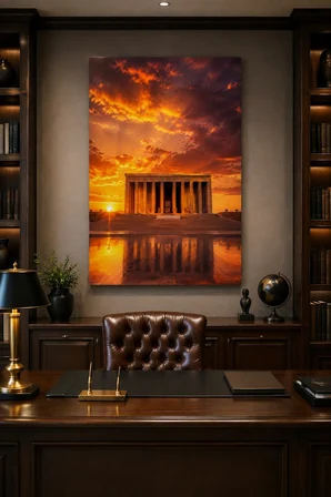 Anıtkabir Gün Batımı Baskılı Cam Tablo – Dekoratif Duvar Tablosu