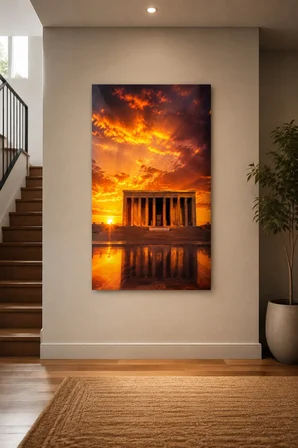 Anıtkabir Gün Batımı Baskılı Cam Tablo – Dekoratif Duvar Tablosu