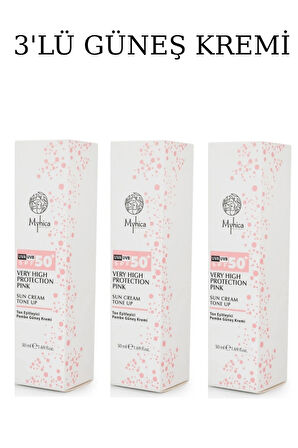  3 ADET MYHİCA SPF 50+ TON EŞİTLEYİCİ PEMBE GÜNEŞ KREMİ 50ML