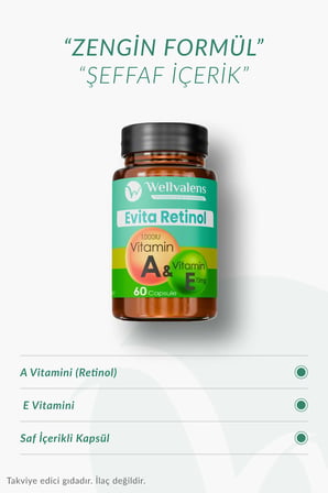 Evita Retinol Vitamin A & E İkili Paket Cilt Yenileme, Anti-Aging ve Antioksidan Desteği