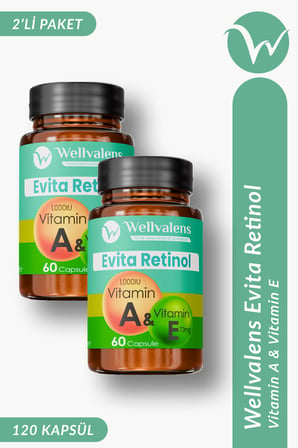 Evita Retinol Vitamin A & E İkili Paket Cilt Yenileme, Anti-Aging ve Antioksidan Desteği