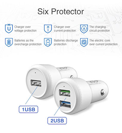 Wodimark, Miccell 2.4A Çift USB Hızlı Şarj Özellikli Typ-C Kablolu Araç Şarj Cihazı