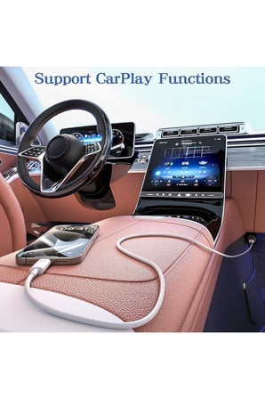 Wodimark Hızlı Şarj ve CarPlay Uyumlu USB-A - USB-C Kablo , Araç Şarj ve Bağlantı Kablosu – 1M , Beyaz