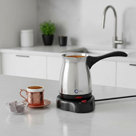 Wodimark CATINA Türk Kahve Makinesi – 4 Fincan, 1L Su Haznesi, Çelik Cezveli, Sessiz ve Kompakt, 220–240V