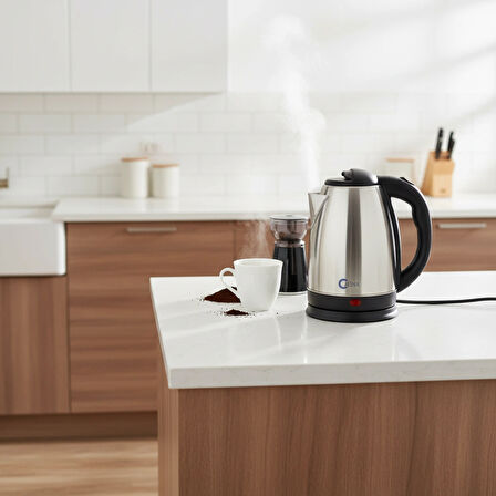 Wodimark Catina 238 Agua Red Çelik Su Isıtıcısı – 1.8 Lt, 2200W, Paslanmaz Çelik, Gizli Rezistans, Otomatik Kapanma, 360° Döner Taban