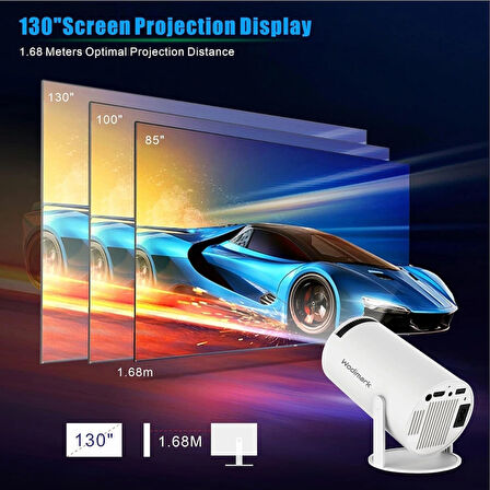 Wodimark Taşınabilir 130" inç Yansıtma Sinema Projeksiyon Cihazı Ev Sineması Dahili Android 11.0, Bluetooth HY300