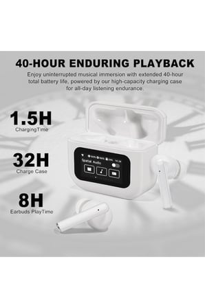 Wodimark Akıllı Ekranlı Kutulu Kablosuz Kulaklık Dokunmatik Bluetooth 5.3 Kulak içi kulaklık Sporcu Kulaklığı ANC/ENC Gürültü Engelleme