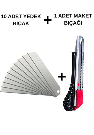 WELDER PROFESYONEL MAKET BIÇAĞI – ALİMİNYUM ERGONOMİK GÖVDE, OTOMATİK KİLİTLİ, 10 ADET YEDEK BIÇAK HEDİYELİ – KESKİN VE DAYANIKLI