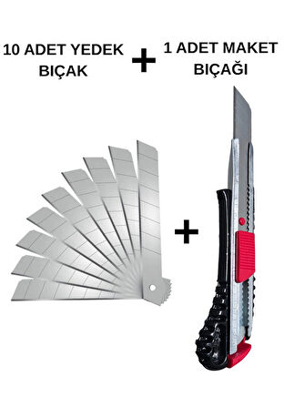WELDER PROFESYONEL MAKET BIÇAĞI – ALİMİNYUM ERGONOMİK GÖVDE, OTOMATİK KİLİTLİ, 10 ADET YEDEK BIÇAK HEDİYELİ – KESKİN VE DAYANIKLI