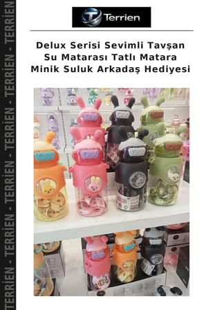 Delux Serisi Sevimli Tavşan Su Matarası Tatlı Matara Minik Suluk Arkadaş Hediyesi