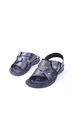 Ziley 00749 Dört Noktalı Siyah Erkek Çocuk Terlik & Sandalet