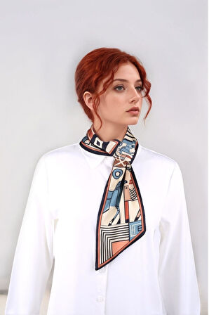 Walkenzo Geometrik At Desenli Modern Tasarım Kadın Kravat Fular