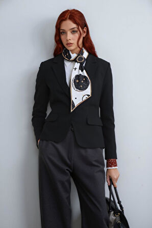 Walkenzo Kozmik Güneş & Gezegen Desenli Şık Kadın Kravat Fular