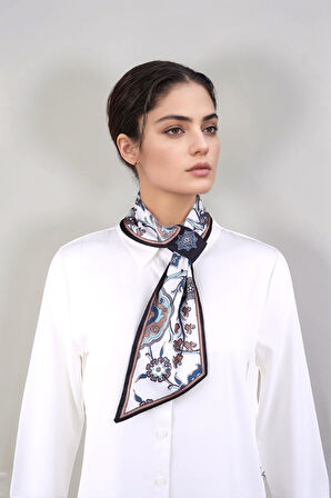 Walkenzo Çini Desenli Zarif Tasarım Şık Kadın Kravat Fular