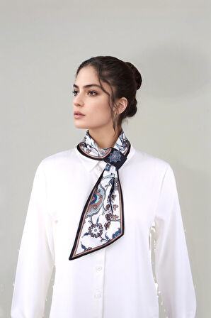 Walkenzo Çini Desenli Zarif Tasarım Şık Kadın Kravat Fular