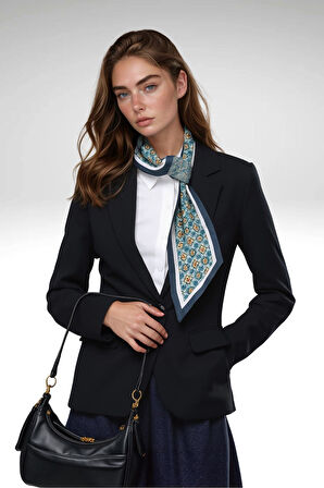 Walkenzo Vintage Esintili Çiçek Desenli Modern Tasarım Kadın Kravat Fular