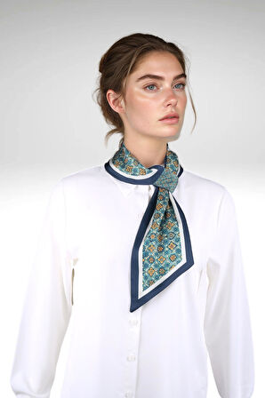 Walkenzo Vintage Esintili Çiçek Desenli Modern Tasarım Kadın Kravat Fular
