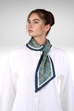 Walkenzo Vintage Esintili Çiçek Desenli Modern Tasarım Kadın Kravat Fular